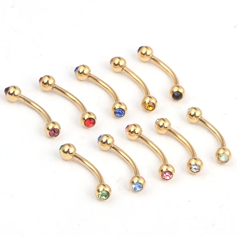 Zldyou 2 шт. 16 г для бровей Пирсинг мяч банан брови кольцо Labret бары гипоаллергенного хирургического Сталь Средства ухода за кожей пирсинг украшения