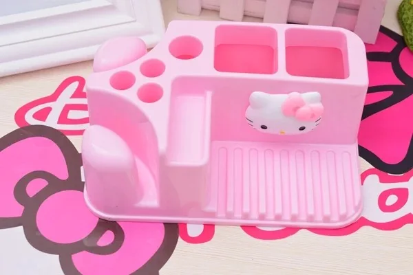 Розовый VKStory Life розовый hello kitty пластиковый стеллаж для хранения для ванной комнаты спальни канцелярские принадлежности косметика - Цвет: Розовый