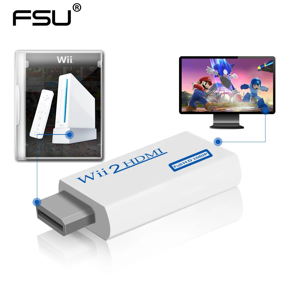 Конвертер Wii2HDMI высокого качества с поддержкой full HD 1080P для ТВ проектора монитор и