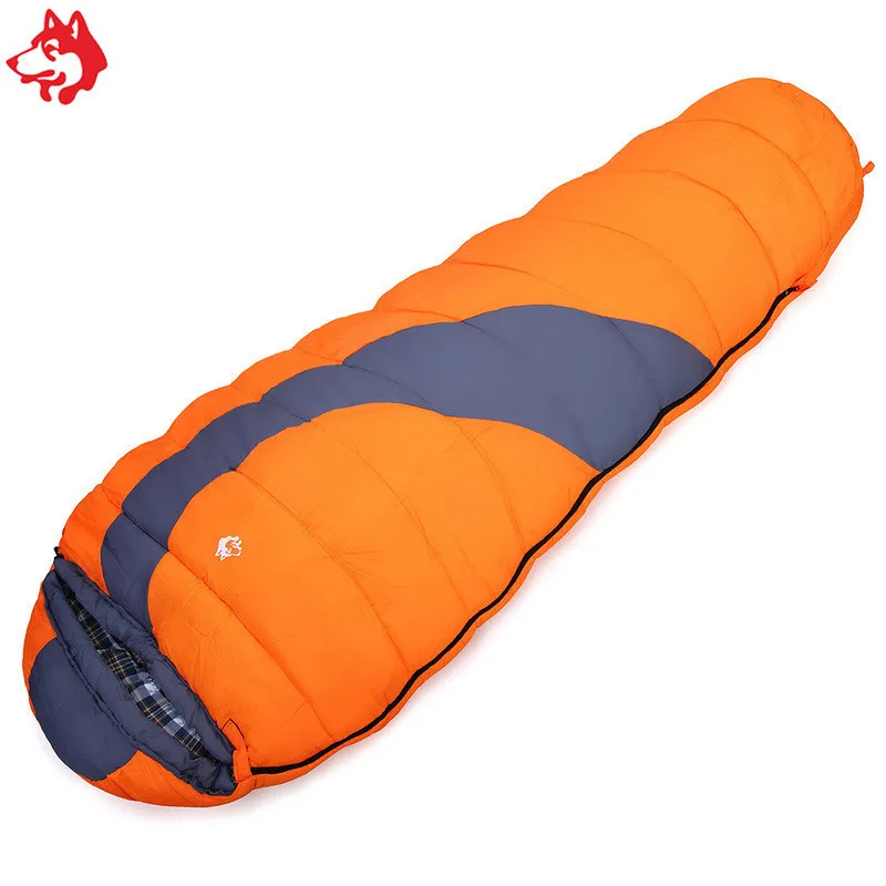 Yiwu cheap men & women lovers patterns hiking travelling camping splicing 1.65KG orange/blue cotton sleeping bag