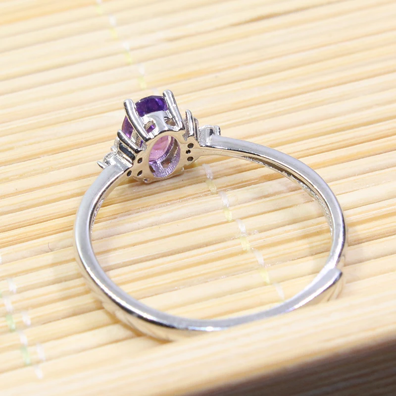 Кольцо из серебра 925 пробы с натуральным аметистом 4 х6 мм|gift gifts|gift valentines daygift jewelry |