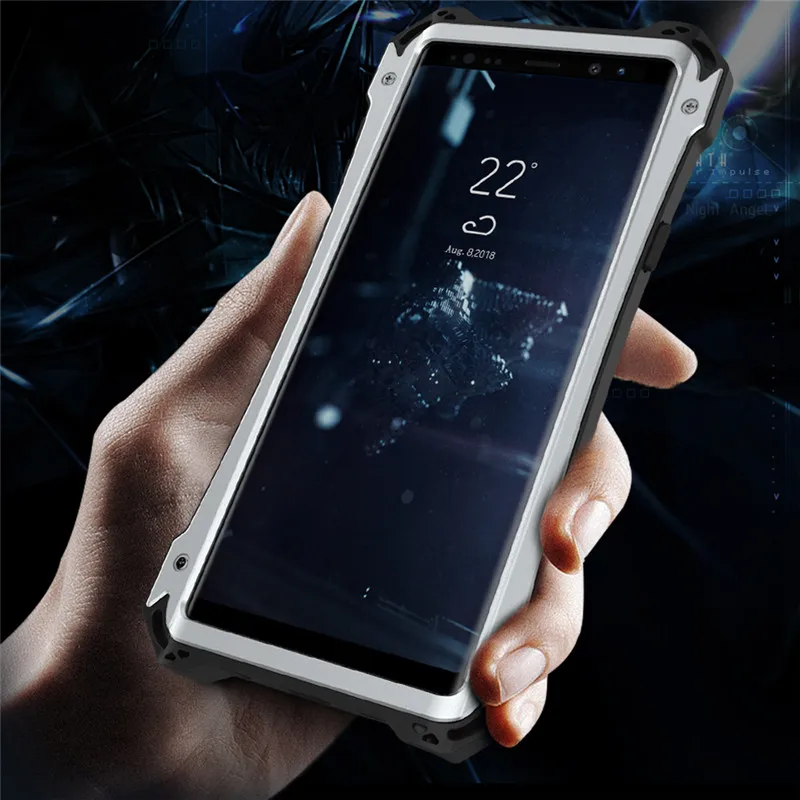

R-JUST Original Metal Phone Case for Samsung S10 5G S10 Plus Note 9 Aluminum Silicone Luxury Steel Case Full Protection Cover