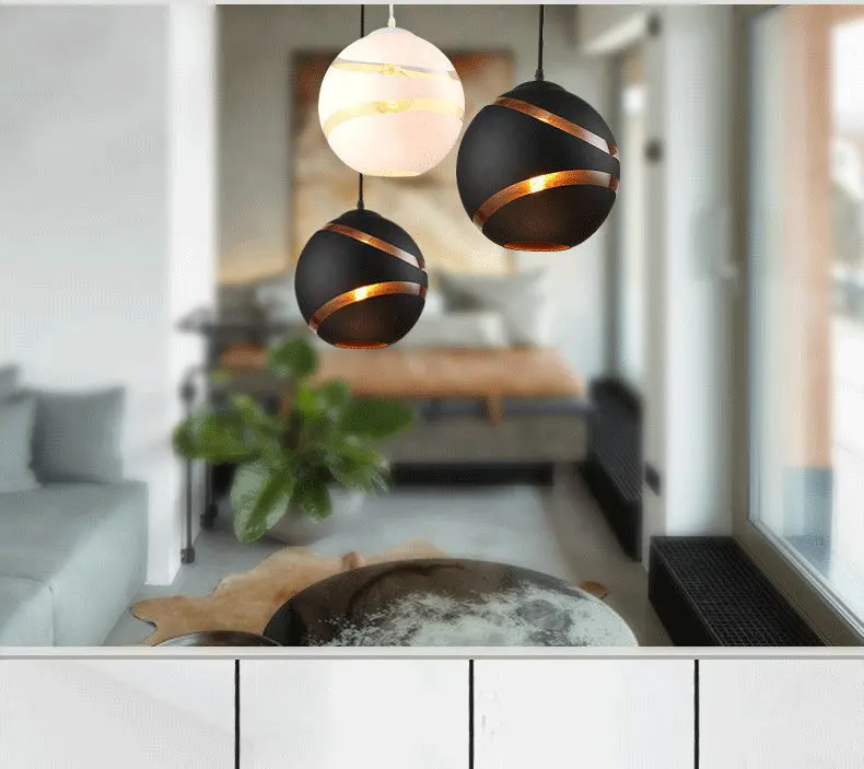 Postmodern Living Room Spherical Chandelier Restaurant Cafe Glass Hanglamp Creative Nordic Children's Room Lustres Pendentes