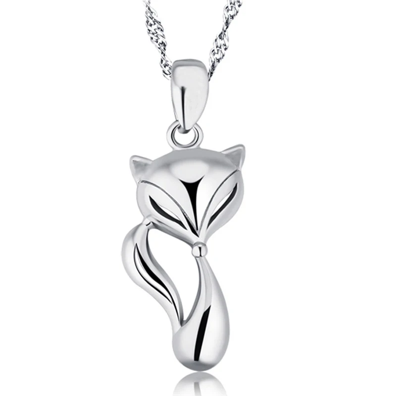 

New Fashion 925 Sterling Silver Animal Fox Pendant Necklace for Women Girl Lovely Collier Choker Necklaces Collar Jewelry