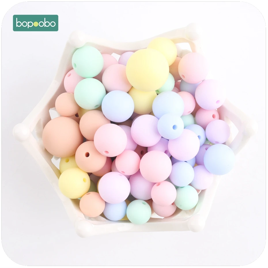 

Bopoobo 200 шт детский Прорезыватель силиконовый жевательный бисер конфетный цвет набор ожерелье без БФА силиконовый детский душ подарок силиконовый Прорезыватель