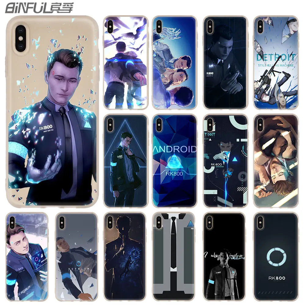 Detroit стать человека RK800 Коннор мягкий чехол для iPhone 12 11 Pro X XS Max XR 8 7 6 Plus 5s SE 2020 S 1 мини