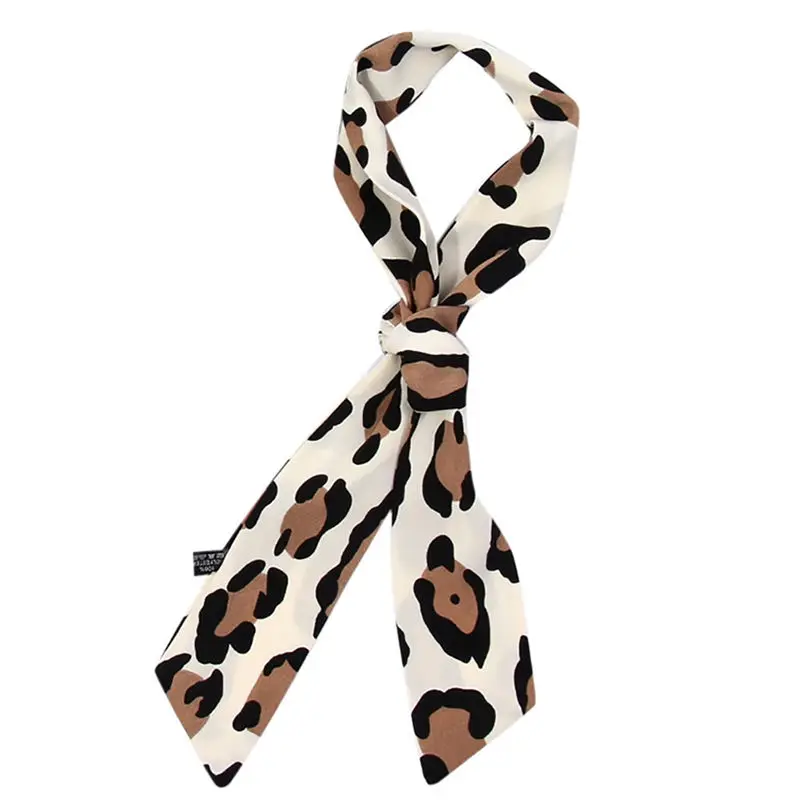 Женский теплый шарф с леопардовым принтом мягкий шелковый лента модные