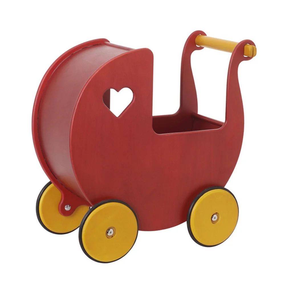 Деревянные игрушки тележка в форме красного сердца ходунки детская езда на