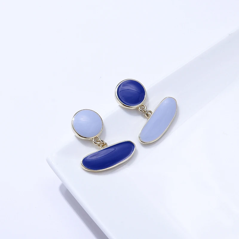 Yhpup Fashion Zinc Alloy Enamel Dangle Earrings Blue White Temperament Minimalist Brincos for Female Party Charm Jewelry Gift | Украшения и