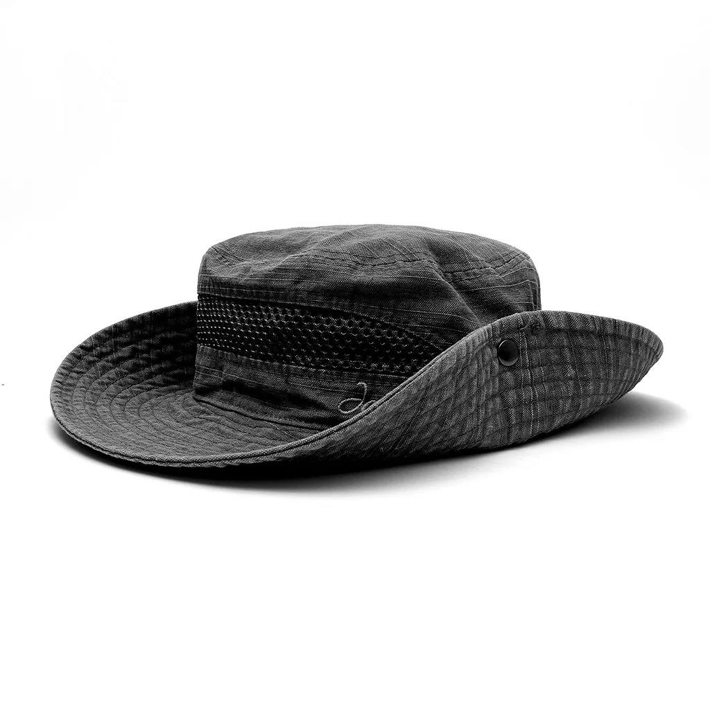 black TOHUIYAN складная шляпа-ведро для мужчин весна лето Sombrero Gorro, Солнцезащитная шляпа с защелками, Мужская кепка, уличная Кепка с широкими полями, шапки для рыбалки, кепка s - Цвет: black
