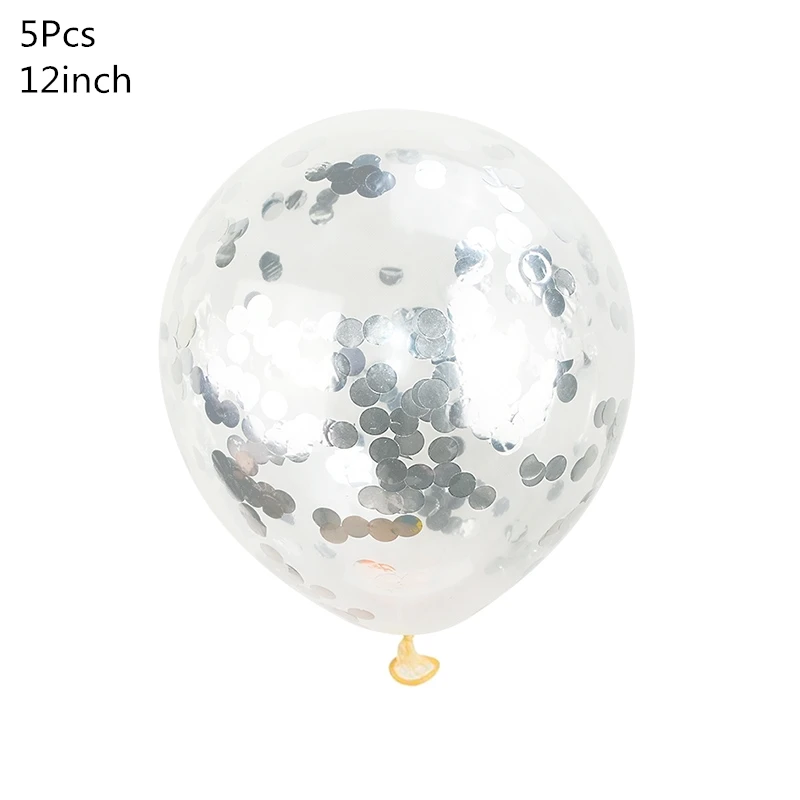 5pcs Silver 5 шт./лот, блестящий воздушный шар "Конфетти", aby Shower, латексные шары, украшения для дня рождения, свадьбы, для взрослых, надувной шар - Цвет: 5pcs Silver