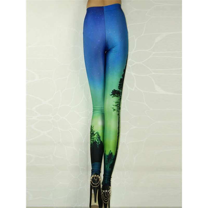 2017 Cheap Clothes Women's Leggings Trees Aurora 3D Print Yoga Pants WL8284 | Спорт и развлечения