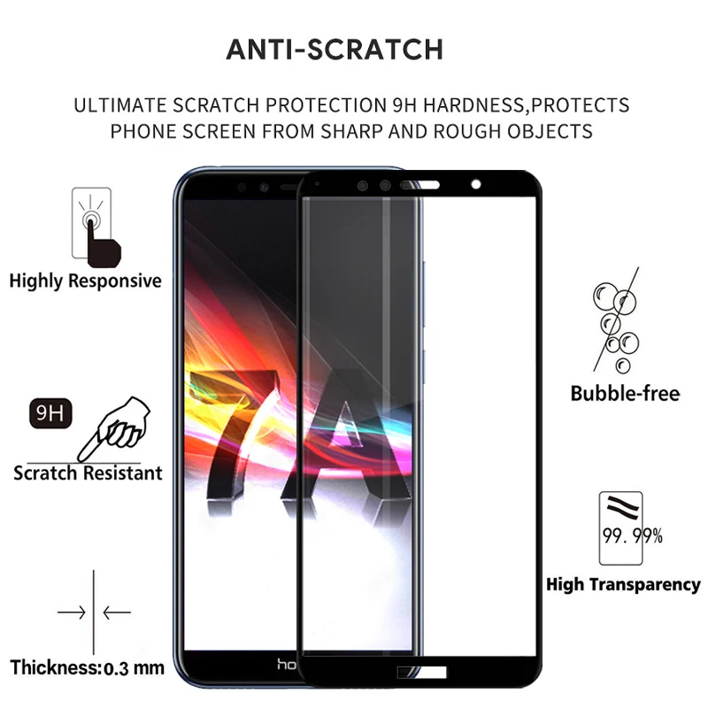 2 шт. полностью покрывающее закаленное стекло 2.5D для Huawei Honor 7A Pro RU версии Защитное