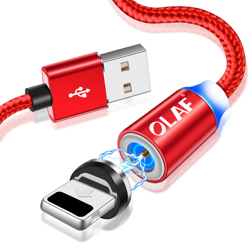 Магнитный светодиодный кабель OLAF, нейлоновый кабель Micro usb type C для iPhone X, XS, Max, samsung, S9, S8, huawei, Xiaomi, USB-C, магнитный шнур для зарядного устройства