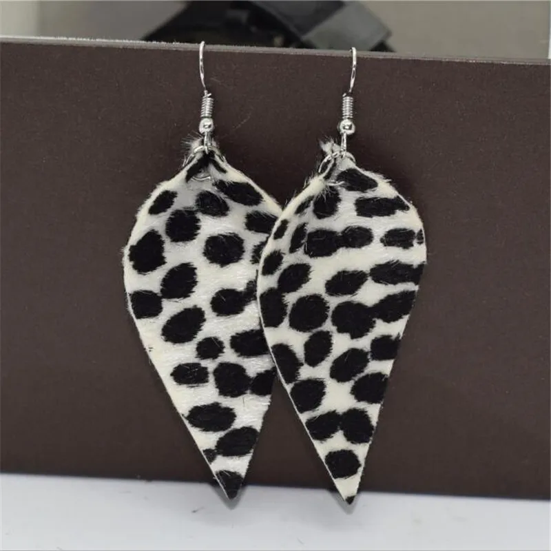 Богемные кожаные серьги-капли для женщин леопардовые серьги из искусственной