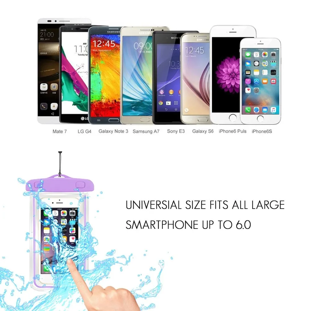Водонепроницаемый чехол для iPhone X 8 7 6s Plus 5s Samsung Galaxy S8 S9 Note8 водонепроницаемый макс.