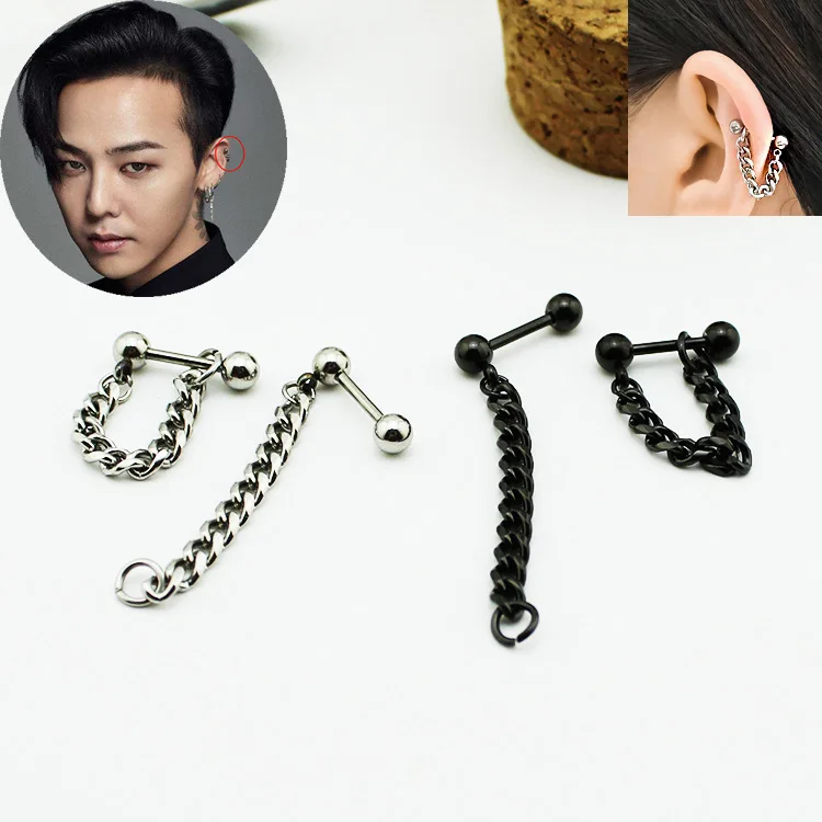 Мода KPOP Bigbang GD g-dragon Ball звено цепи корейские сережки-шпильки звезда ювелирные изделия для мужчин женщин титана стали серьги в стиле панк