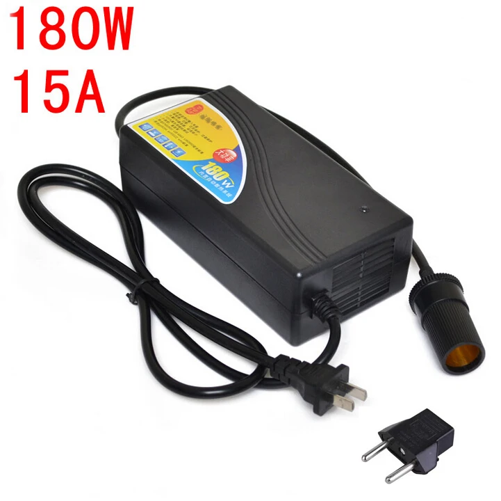 

NEW 180W Power converter ac 220v(100~250v) input dc 12V 15A output adapter car power supply cigarette lighter plug