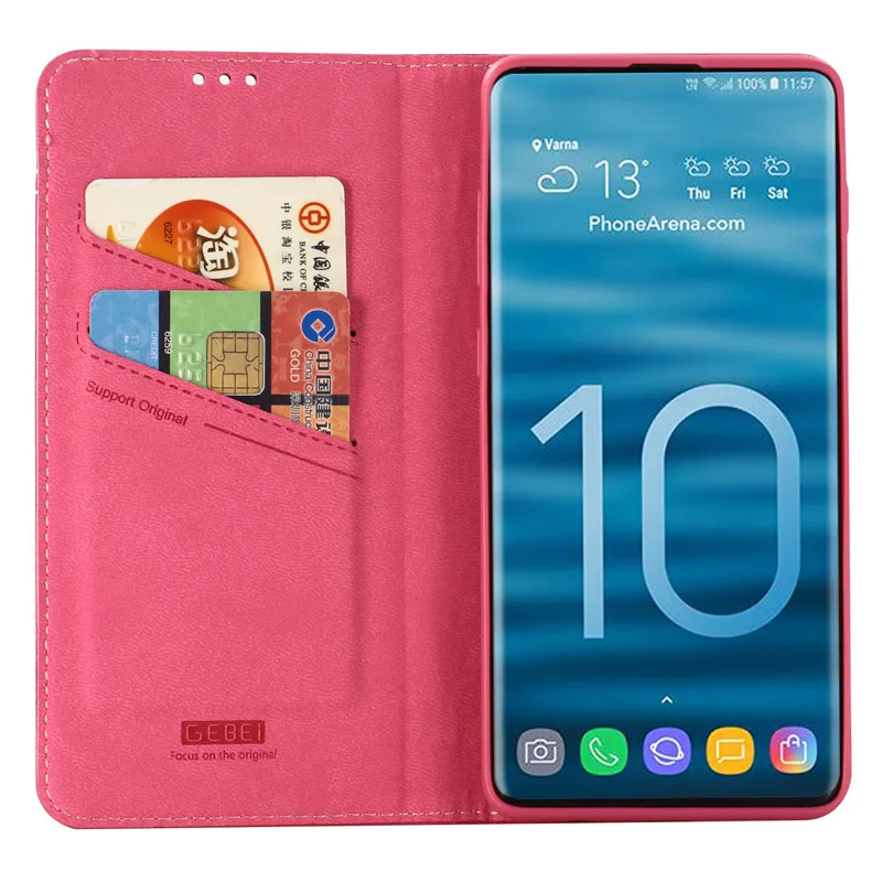 GEBEI Роскошный чехол из натуральной кожи для samsung Galaxy S10 Plus S10 Lite S10e Магнитный флип-чехол для мобильного телефона S10Plus чехол-кошелек