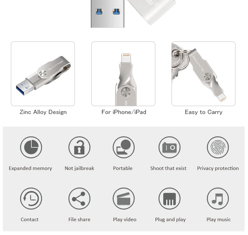 USB флеш-накопитель Suntrsi для iphone 6, 7, ipad, MFI, флешка, 64 ГБ, USB флешка, 32 ГБ, флеш-накопитель, USB 3,0, Lightning, USB флешка, высокая скорость