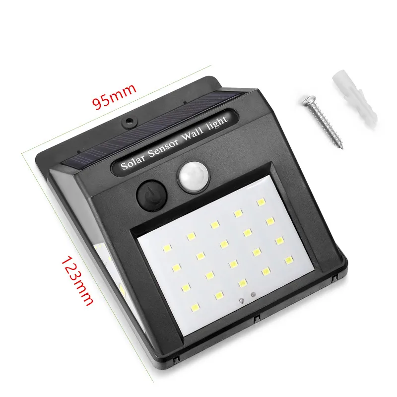 Перезаряжаемая уличная Светодиодная лампа на солнечной батарее с датчиком