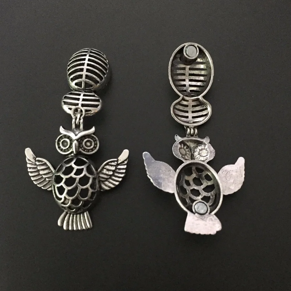 5 шт. Антикварная Серебряная Сова Магнитная застежка медальон ароматерапия