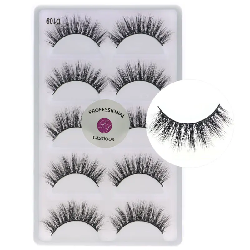 5 пар 3D ресниц LASGOOS D109 повседневные накладные Искусственные ресницы ручной работы