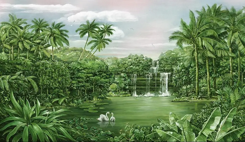 Фотообои для стен дома ручной работы Тропический тропический пейзаж 3d фон