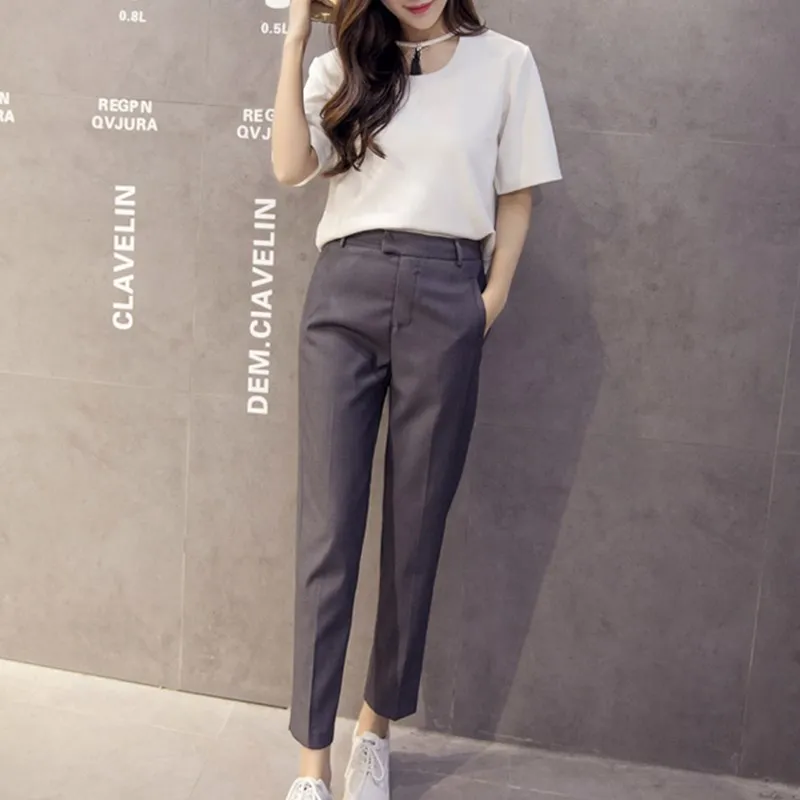 Женские повседневные брюки в полоску с эластичной талией для работы и