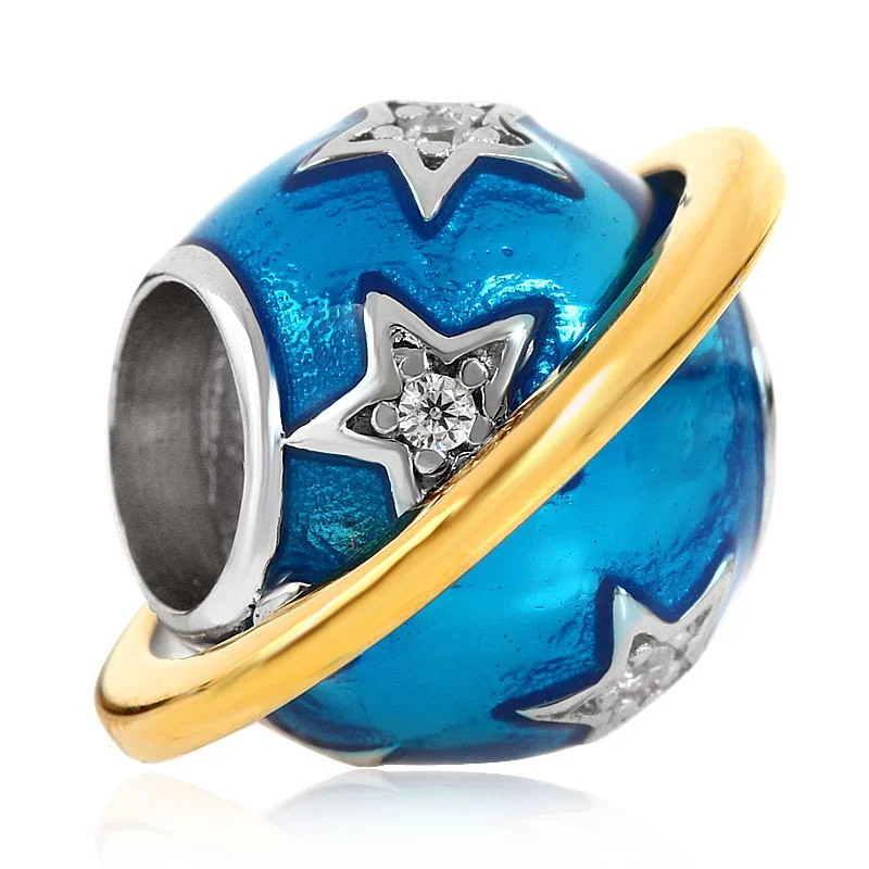 Blue Earth Enamel Sambaah я люблю путешествовать Глобус Париж Сиднея талисманы 925 пробы Серебряный туристический Резорт бусины подходят Pandora путешествия Праздник Браслет - Цвет: Blue Earth Enamel