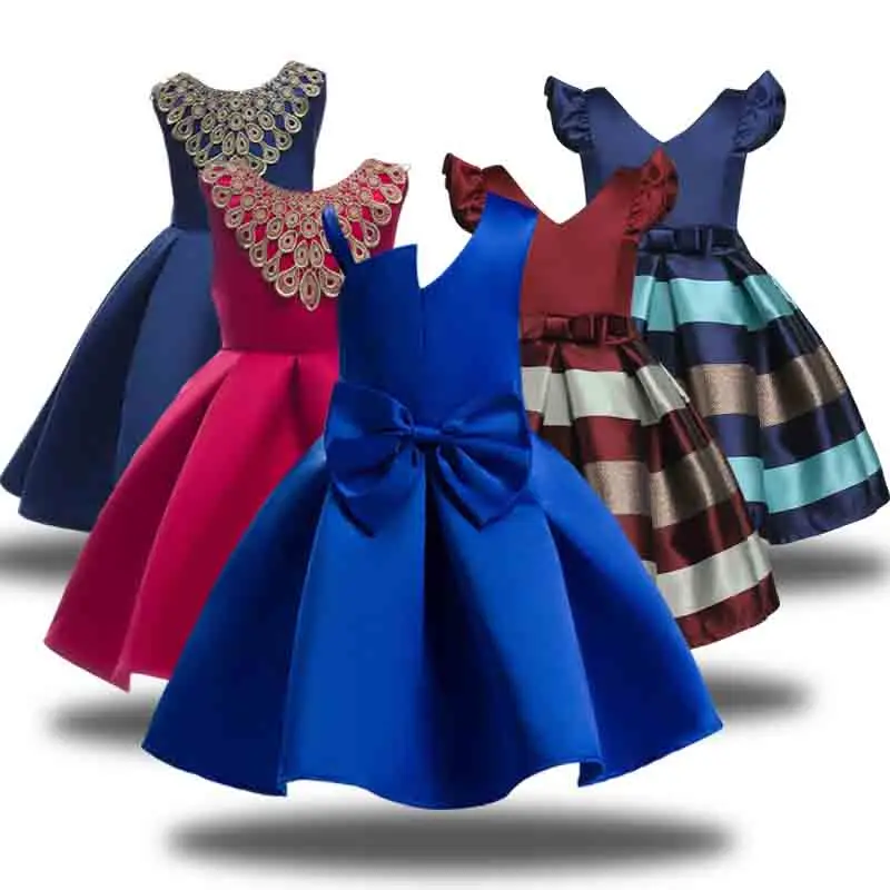 Платье в полоску для маленьких девочек праздничные платья детские костюмы на