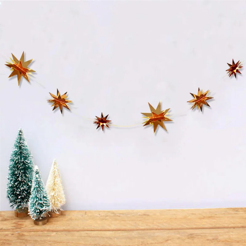 6 больших стереозеркал золотые и серебряные Рождественские звезды украшения