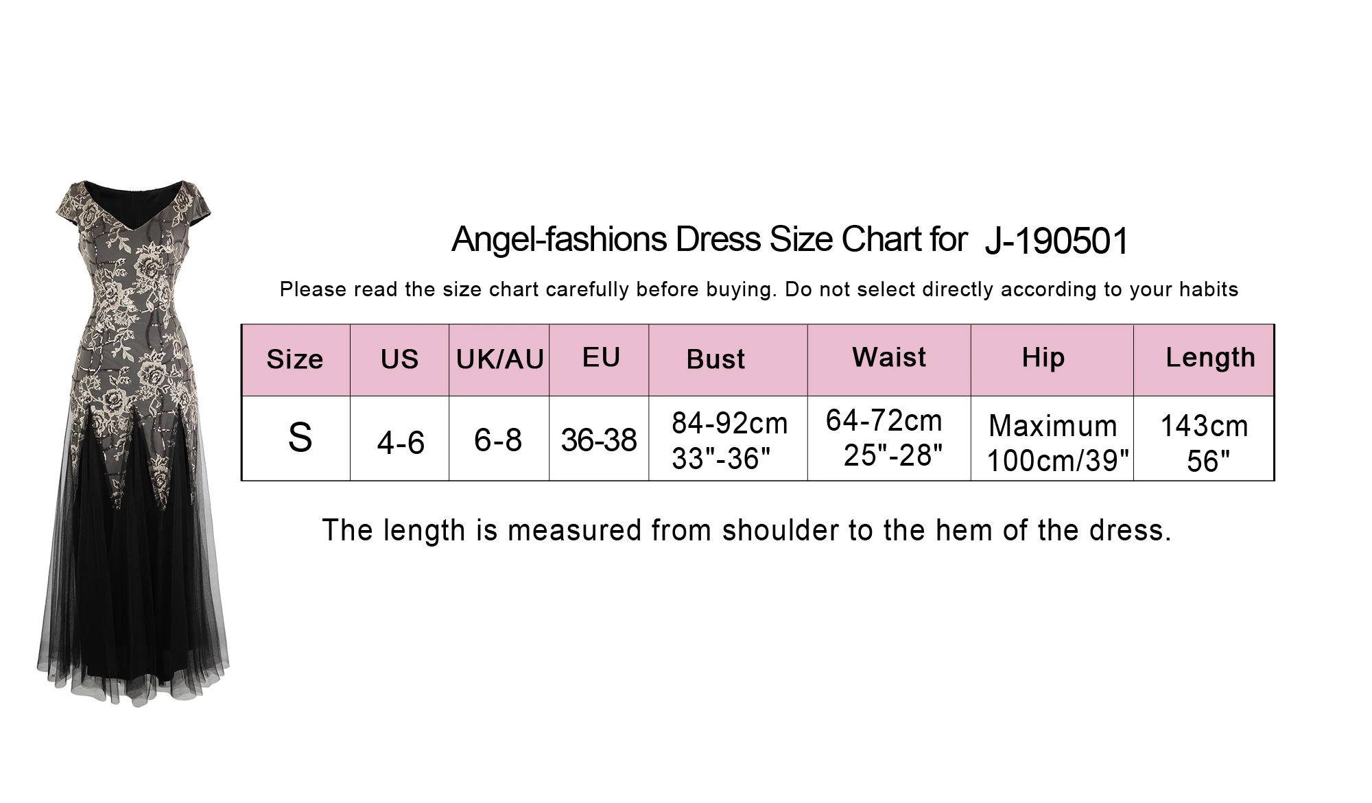 Angel-Fashion женское вечернее платье с v-образным вырезом, цветочной вышивкой и блестками, винтажные Длинные вечерние платья с рукавами-крылышками, черные J-190501-S
