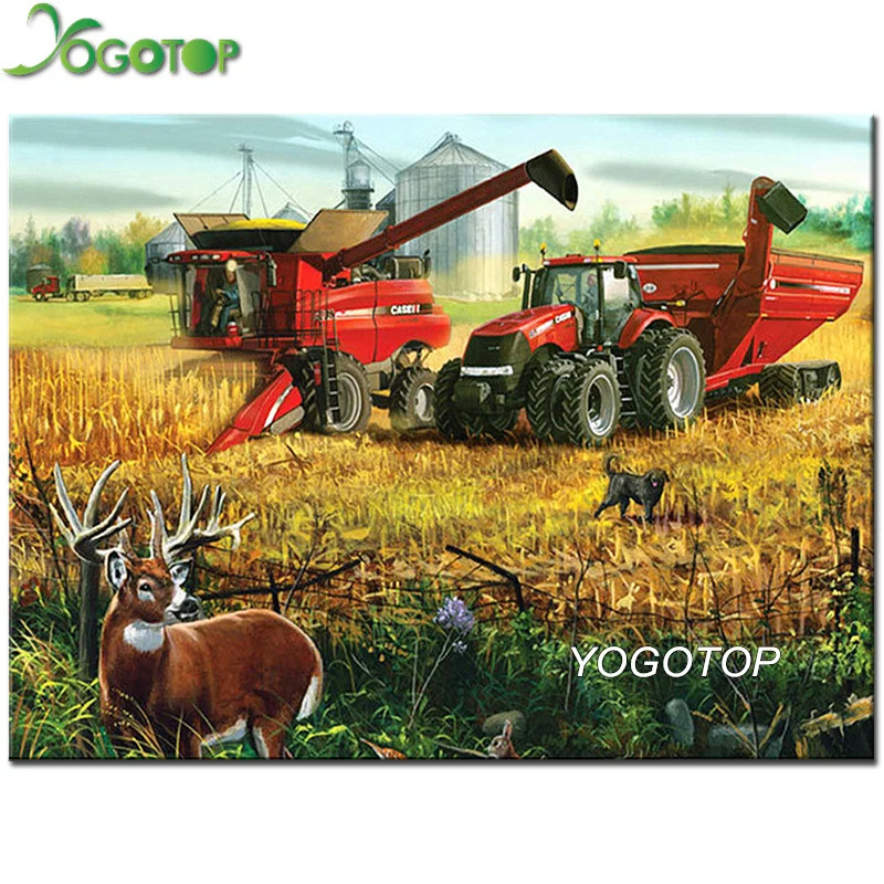 YOGOTOP 5D DIY алмазная живопись фермерский трактор полная квадратная/круглая
