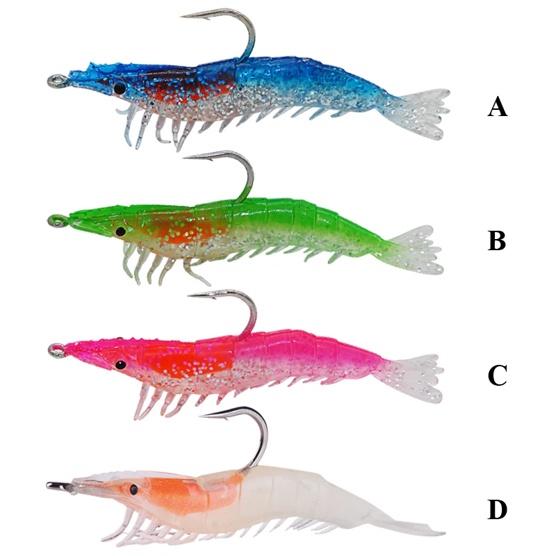 

TAF 5pcs 6cm/6.5g 9cm/10g Shrimp Fishing Lures with Single Hook Silicone Isca Artificial Soft Baits for Carp Fishing Wobblers