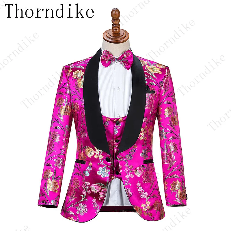 Thorndike 3 шт. костюм мужской цветочный Abito Uomo Cerimonia свадебный повседневный Деловые