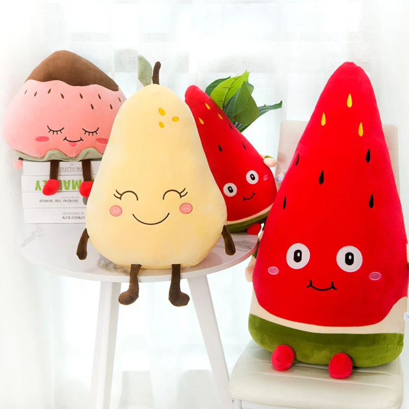 Арбуз клубника груша плюшевые игрушки Kawaii мультфильм милый фрукты Мягкая Плюшевая Кукла Мальчики подушки для девочек Подушка для детей