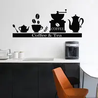Coffee Machine Logo Vinyl Wall Sticker Decals Tea Cup Shop Sign Window Art Mural Kitchen Room Decoration Art Poster X67