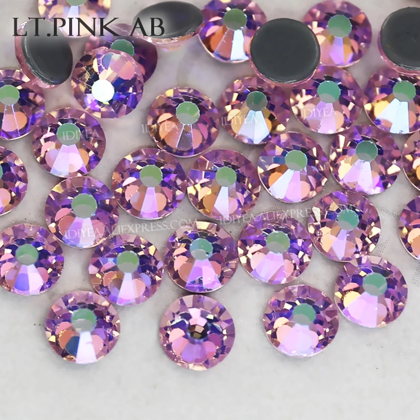 Lt.Pink AB Горячая фиксация стразы с плоской задней стороны для платья