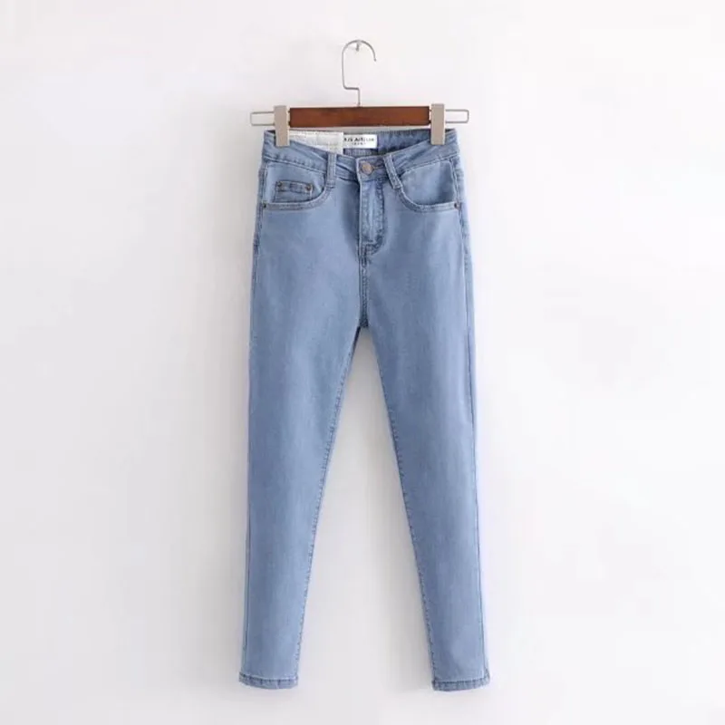 

Spring Jeans Women High Waist Skinny Pencil Pants Streetwear Light Washed Denim Jeans Stretch Calf Length Autumn Pants C1470