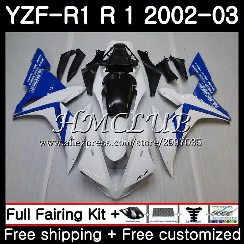 Корпус для YAMAHA YZF R 1 1000 R1 2002 20h3 02 03 YZF1000 YZFR1 обтекатель рамка синий белый