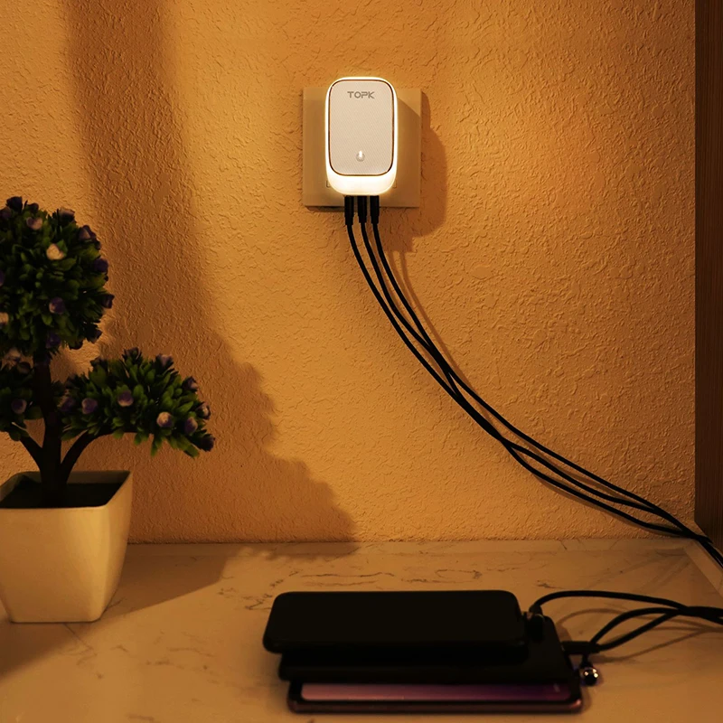 TOPK 3U 5 V/3.4A 17W ЕС 2-в-1 дорожное Сетевое зарядное устройство USB для мобильных устройств для iPhone X samsung S9 Xiaomi Mi 8 huawei мобильного телефона Зарядное устройство