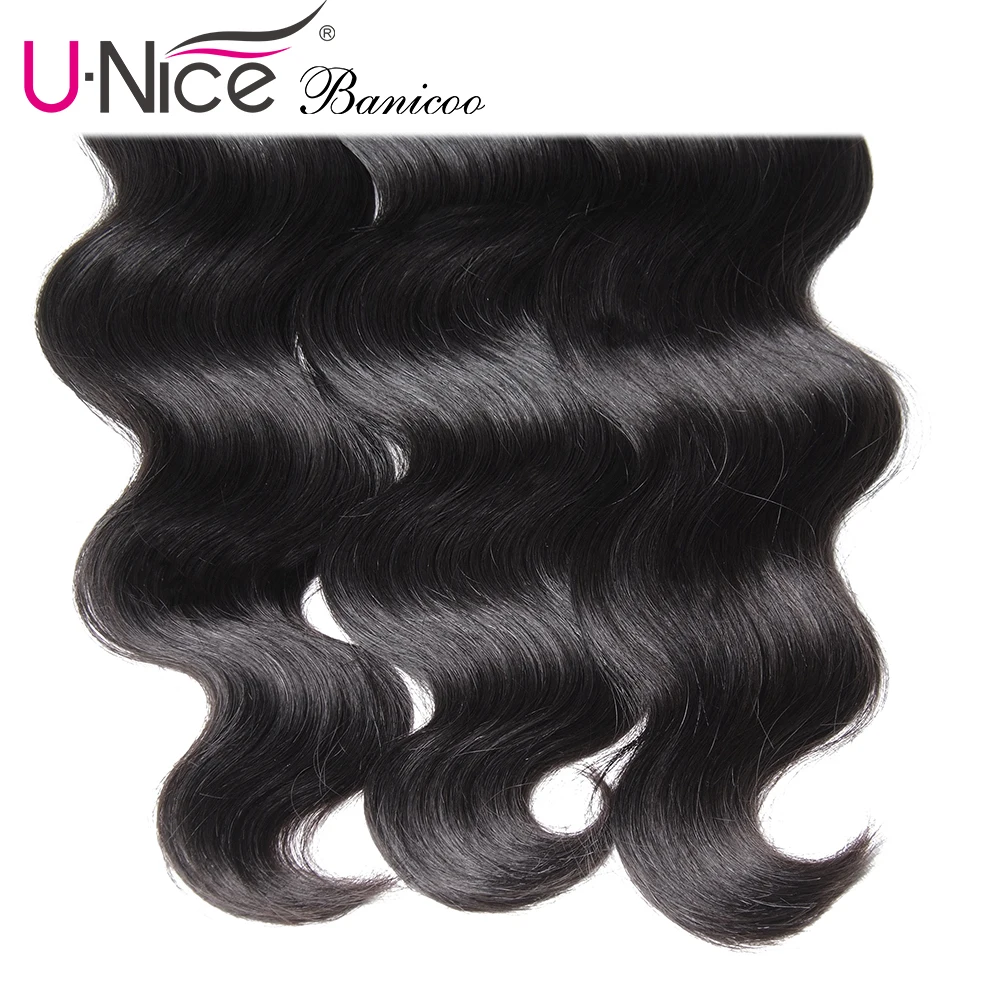 

UNice Hair Banicoo Series 10A Virgin Hair Unprocessed Human Hair Weaving 3 Bundles 8-28"Brazilian Virgin Hair Body Wave Bundles