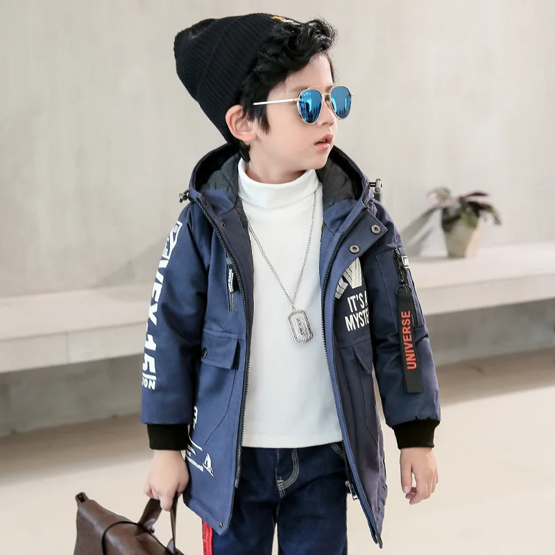 2018 Демисезонный Новый стиль мальчиков с буквенным принтом капюшоном на молнии