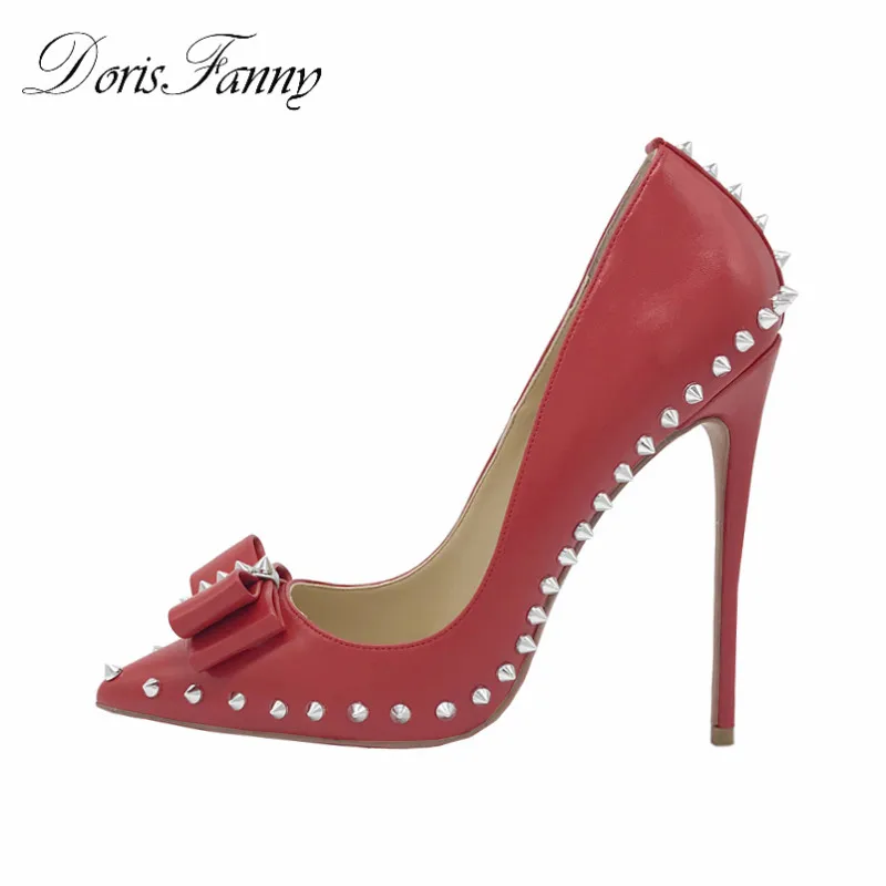 Дорис Fanny пикантные красные резак форма stiletto Обувь на высоком каблуке женские