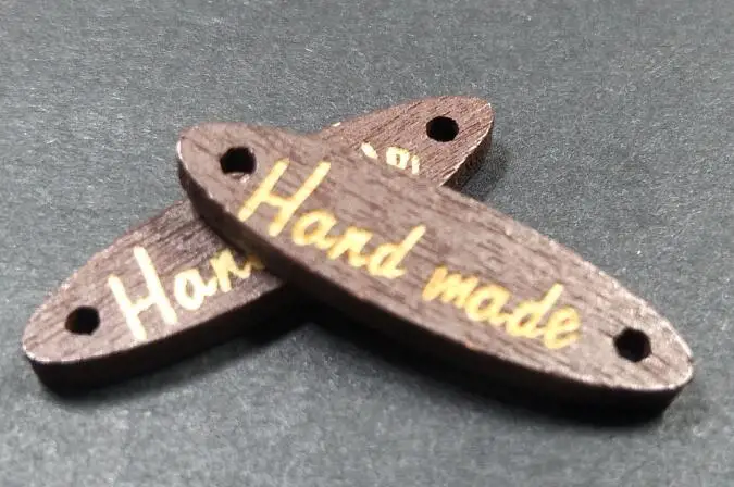 Смешанные цвета, 100 шт, 2 отверстия, этикетки для использования "Hand made", деревянные пуговицы, сделай сам, декоративные поделки, скрапбукинг - Цвет: 2