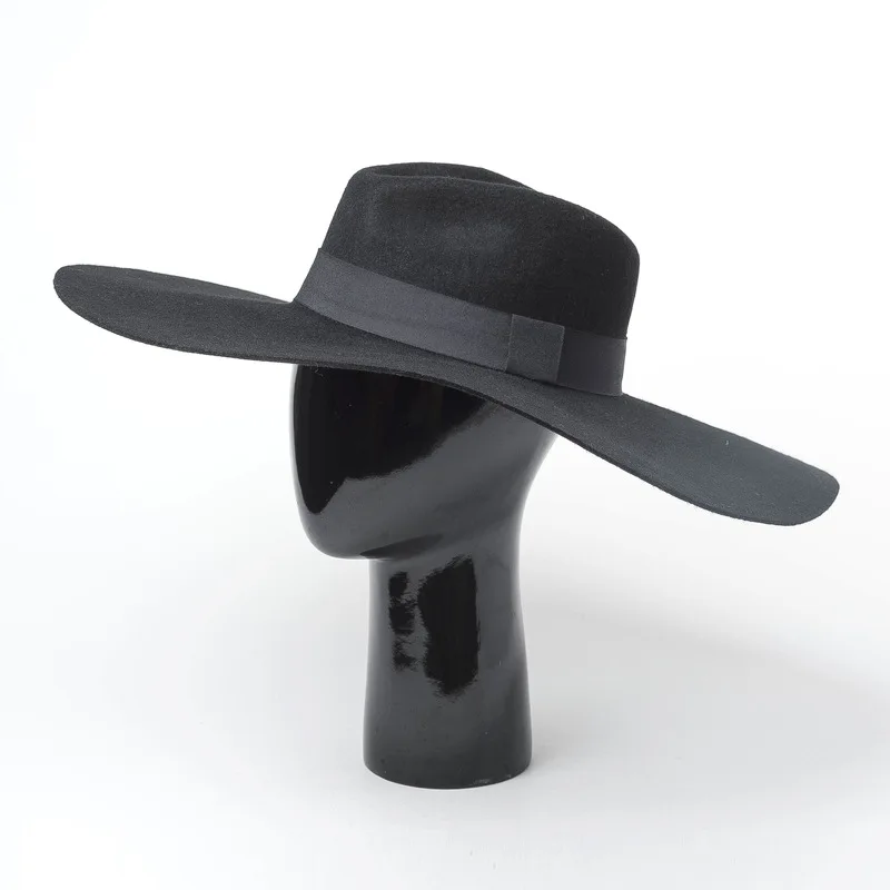 01906-hh8154 британский стиль Зимняя шерстяная сплошная ветровая Шляпа Fedora для мужчин и женщин Панама джазовая, шляпа