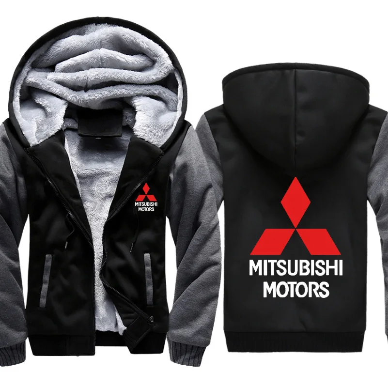 

Мужские толстовки с капюшоном Mitsubishi, куртка с принтом логотипа автомобиля, мужские толстовки, зимнее утепленное флисовое хлопковое пальто реглан на молнии, мужские спортивные костюмы
