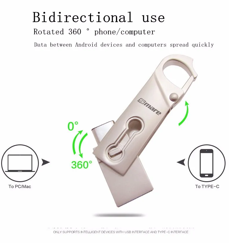 Smare type-C OTG флеш-накопитель USB 3,0 32 Гб 16 Гб 64 ГБ флеш-накопитель смартфон память Мини USB карта type-C 3,1 двойной разъем