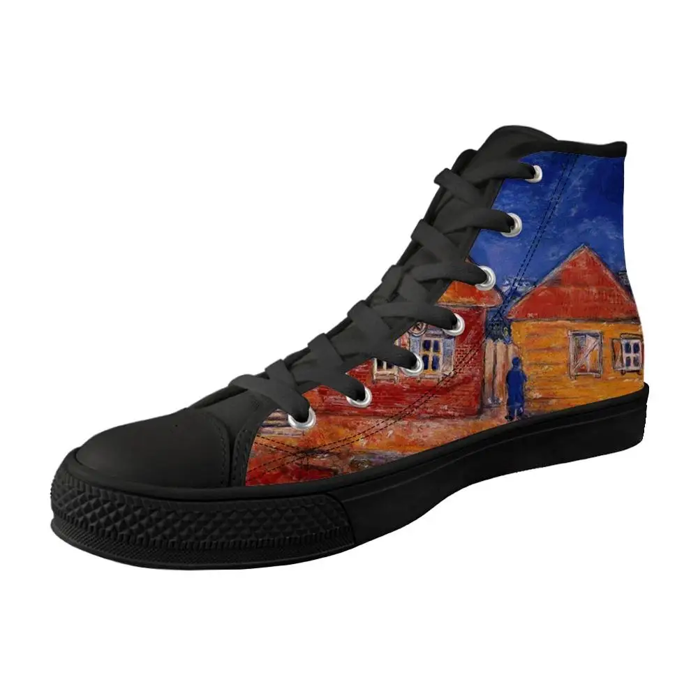 Мужская обувь с высоким берцем черная парусиновая Вулканизированная балетки